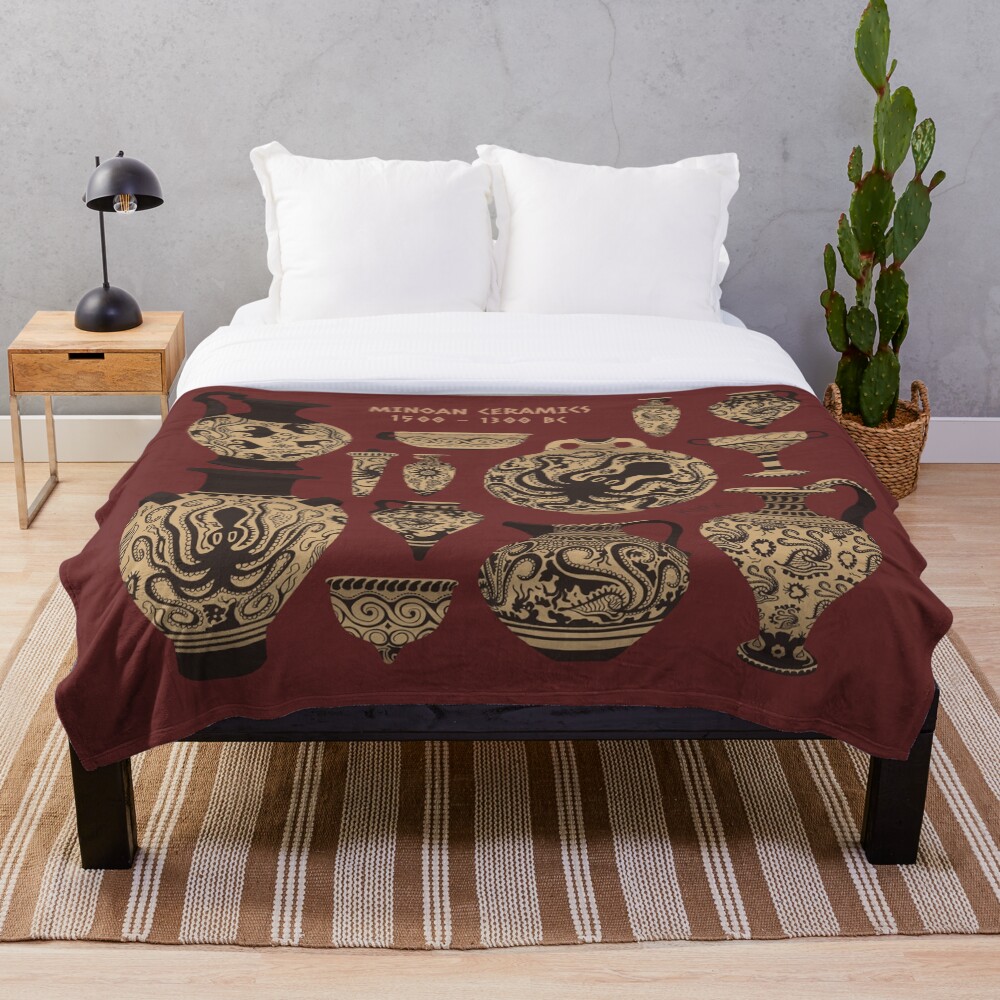 Late Minoan Ceramics Throw Blanket