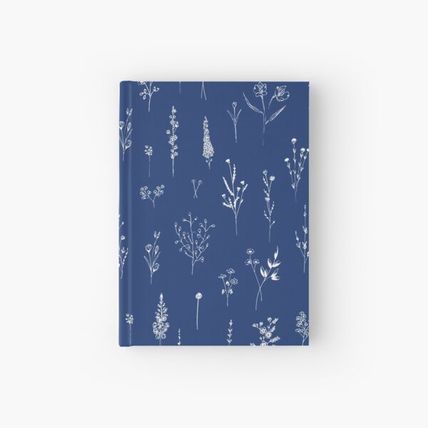 Classic Blue Wildflowers Pattern Hardcover Journal