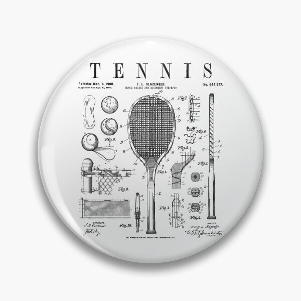 Item preview, Tennis Racket And Ball Old Vintage Patent Drawing Print designed and sold by GrandeDuc.
