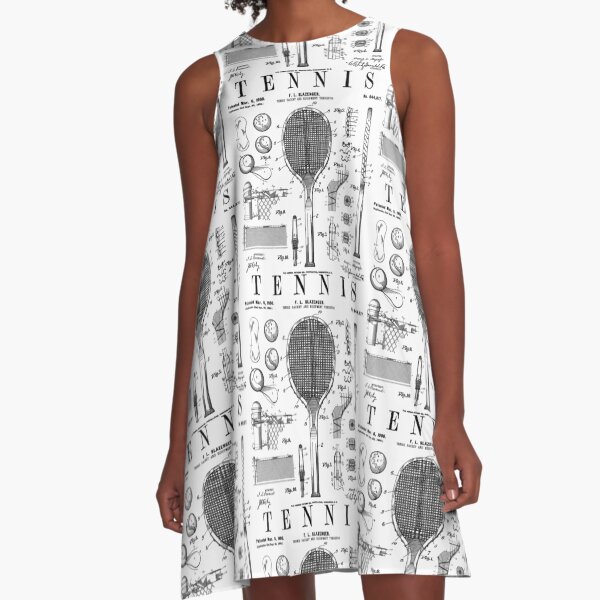 Artikel-Vorschau von Tennisschläger und Ball, alter Vintage-Patentzeichnungsdruck, designt und verkauft von GrandeDuc.