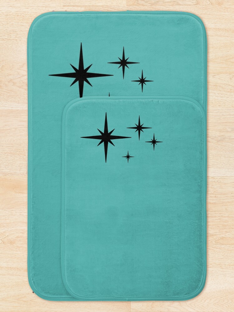 Alternate view of 1950s Atomic Age Retro Starburst in Turquoise and Black Bath Mat