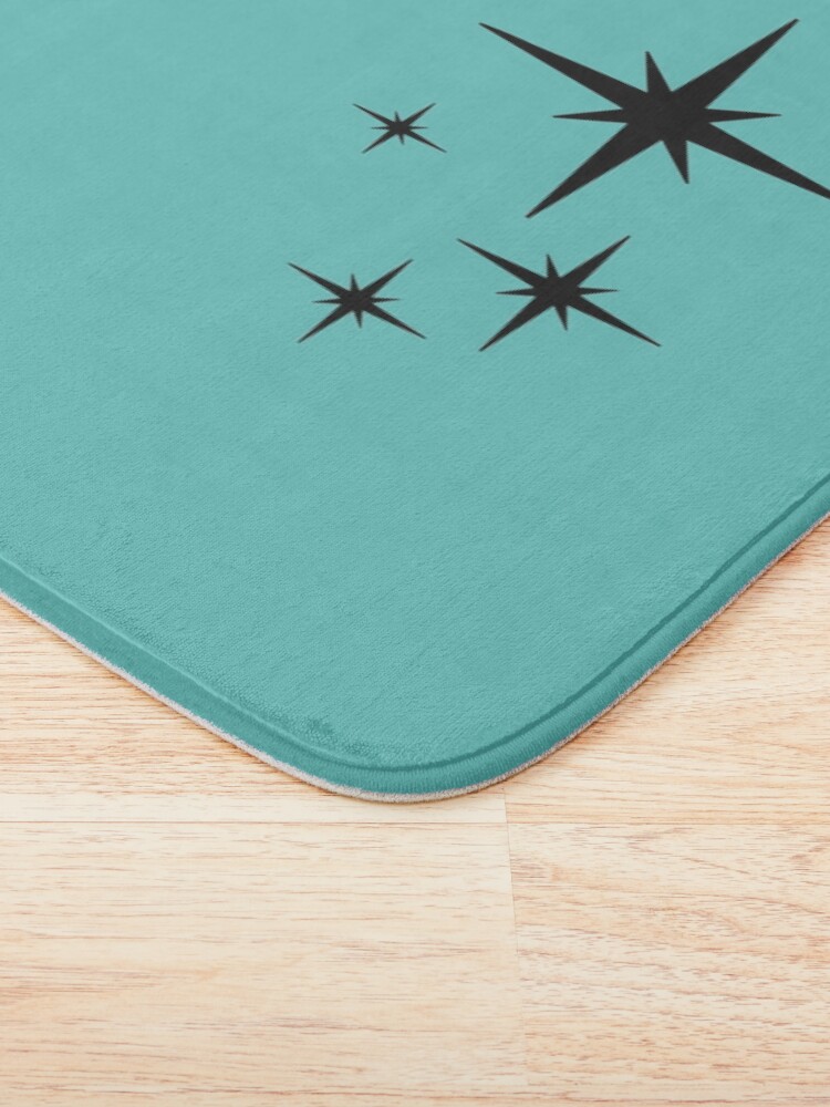 Alternate view of 1950s Atomic Age Retro Starburst in Turquoise and Black Bath Mat