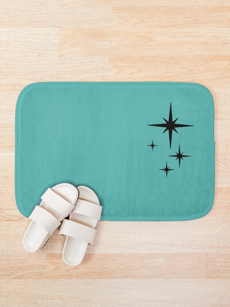 Alternate view of 1950s Atomic Age Retro Starburst in Turquoise and Black Bath Mat