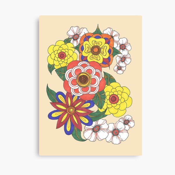 Retro Flowers Canvas Print