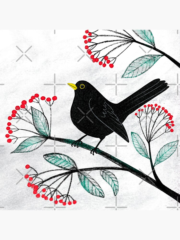 Blackbird in the Snow - Traditional Christmas scene by Cecca Designs by Cecca-Designs