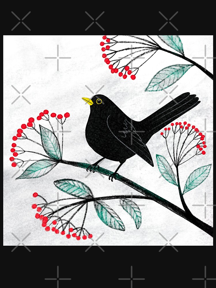Blackbird in the Snow - Traditional Christmas scene by Cecca Designs by Cecca-Designs