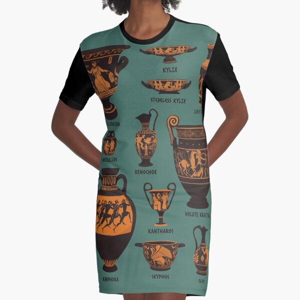 Ancient Greek Pottery Graphic T-Shirt Dress