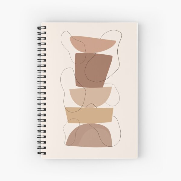 Boho Abstract Shape Tower Warm Toned minimalist Print Spiral Notebook