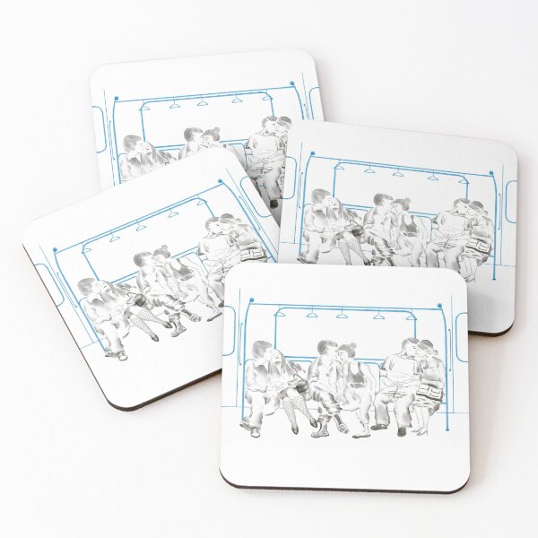 Item preview, Watercolor Illustration of people on the subway playing phones reading resting kissing designed and sold by iswenyi.