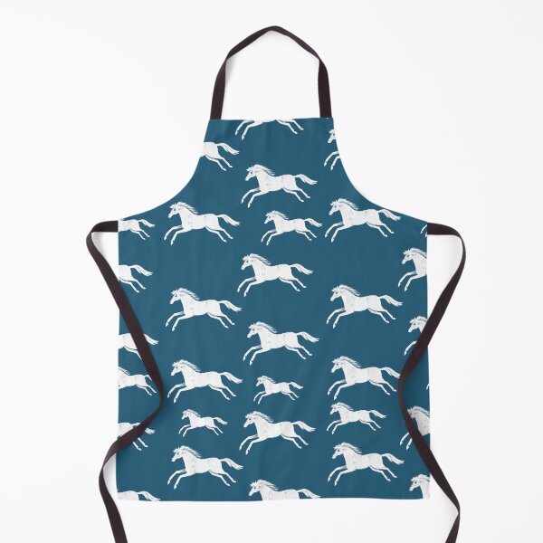 Item preview, White horses on blue designed and sold by marthaseahorse.