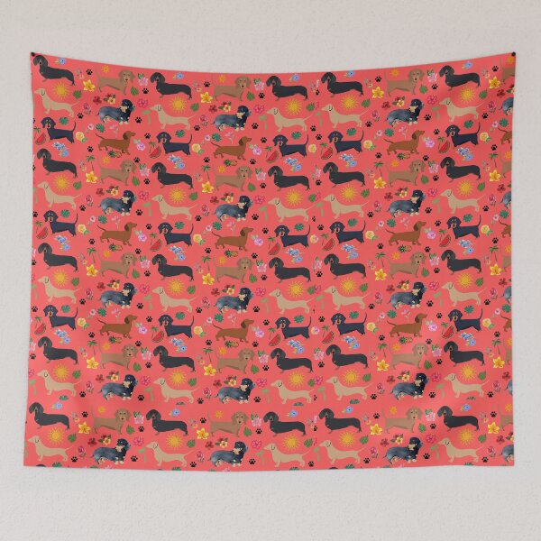 Item preview, Tropical dachshund pattern and melons designed and sold by TheDachshund.