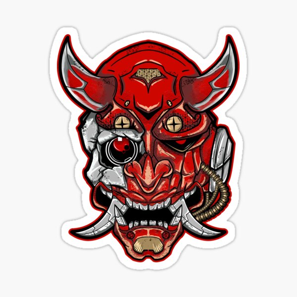 Cyberpunk Samurai Dämon Geschenke Maske Mundschutz Sticker