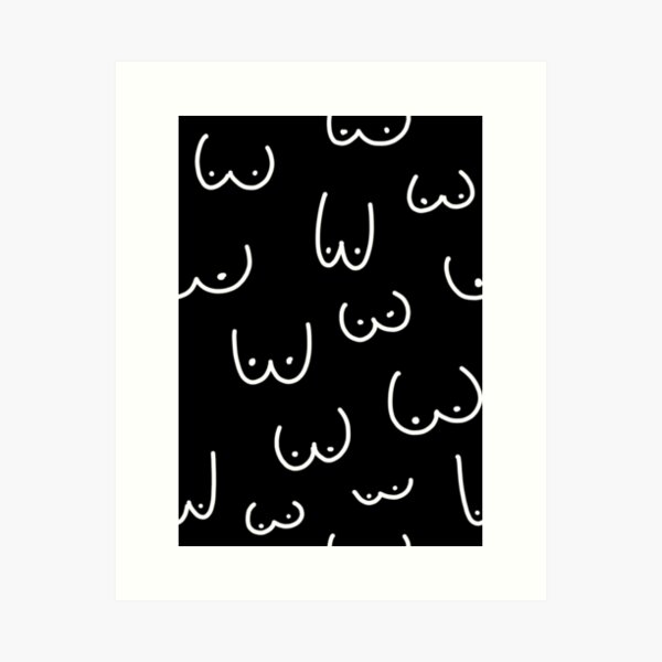 Black and white drawing of boobs Art Print for Sale by WietskeJohanna