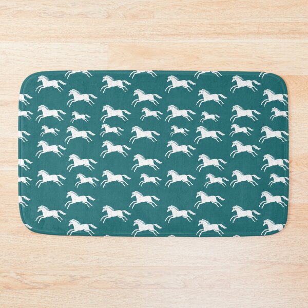 Item preview, White horses on teal designed and sold by marthaseahorse.