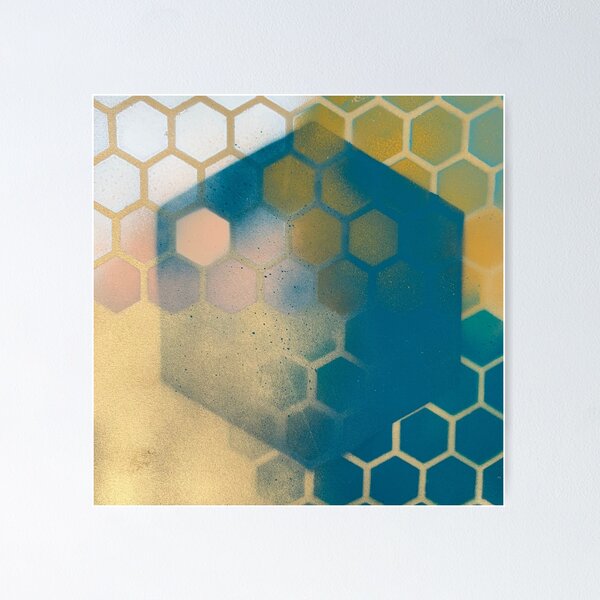 Hexagon Blue 01 Poster
