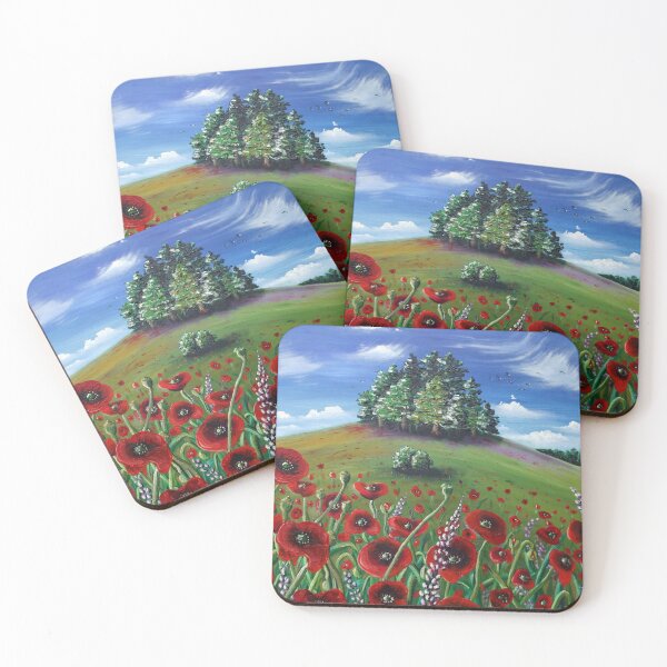 Artikelvorschau, Rote Mohnblumen in einem Feld gemalt in Aquarellfarbe entworfen und verkauft von Spanglecath.