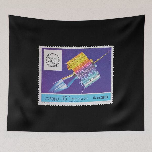 Aperçu de l'œuvre Timbre Paraguay Vintage Espace Satellite créée et vendue par StampCollection.