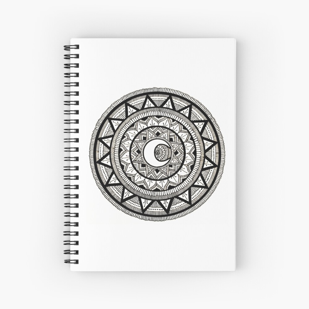 Black And White Moon Mandala Spiral Notebook By Art And Soul Redbubble 14,460 transparent png illustrations and cipart matching moon. redbubble