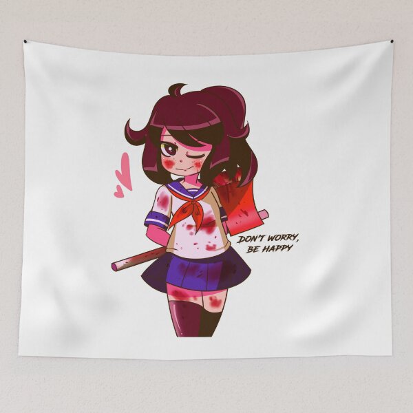 Item preview, Don't Worry, Be Happy Yandere Killer Bloody Anime Girl designed and sold by Crapt.