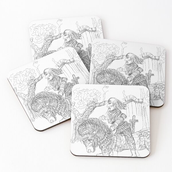 Item preview, White Knight Riding His Horse By Alice,  TeresaTown at Redbubble, 2020 designed and sold by Mark Stansberry.