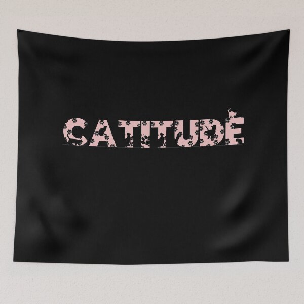 Item preview, Baby Pink Catitude With Black Pawprints On Black | Cat Font designed and sold by SerendipityNow.