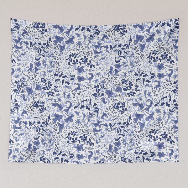 Item preview, Abstract blue Floral Pattern designed and sold by creativinchi.