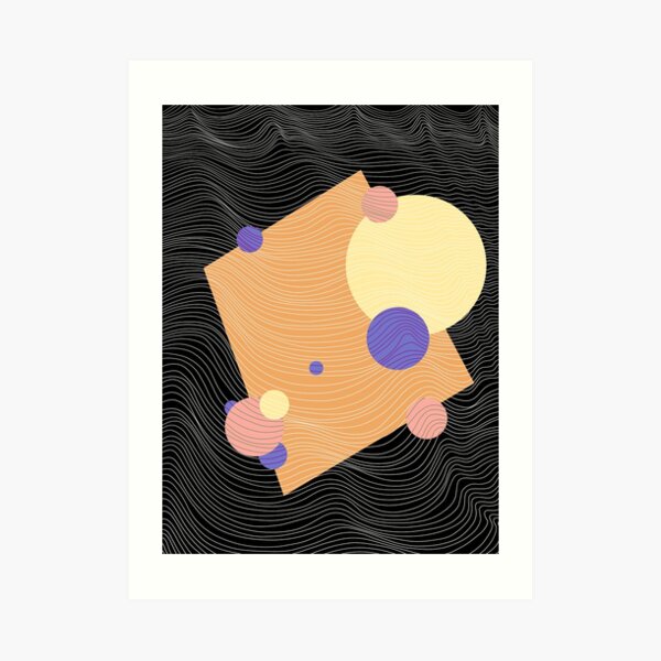 Coloured shapes line art Art Print