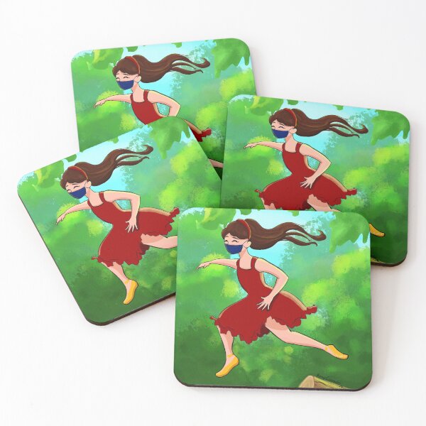 Item preview, Happy Little Girl Jumping and Wearing a Mask  designed and sold by RomyArts.