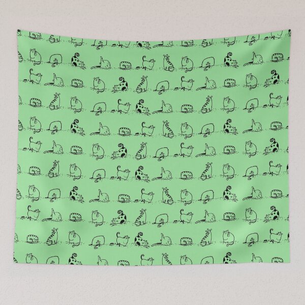Item preview, Cats Yoga Class On Pale Green | Cat Yoga designed and sold by SerendipityNow.