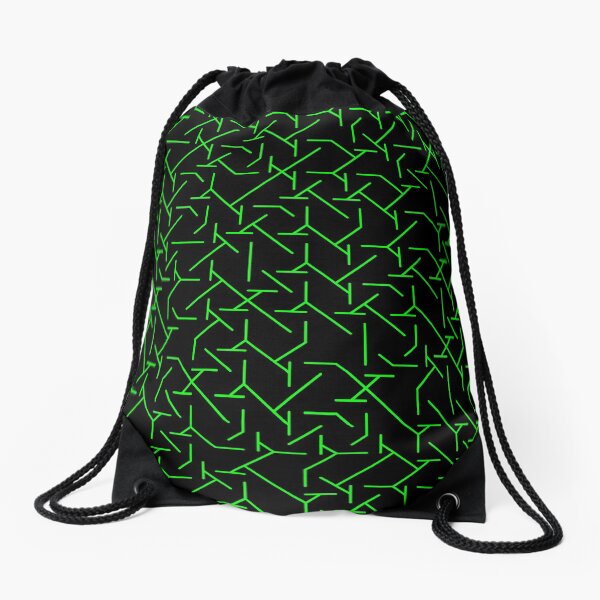 Green Complex Line Pattern | Random | Illustration | cool | modern art | abstract art | fractal art Drawstring Bag