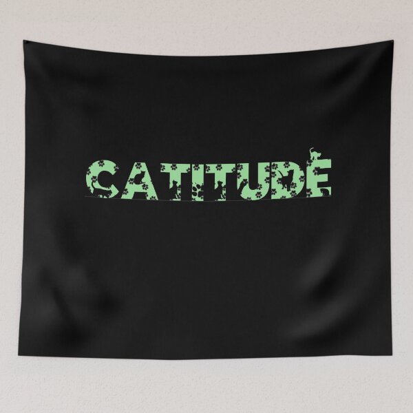 Item preview, Pale Green Catitude With Black Pawprints On Black | Cat Font designed and sold by SerendipityNow.