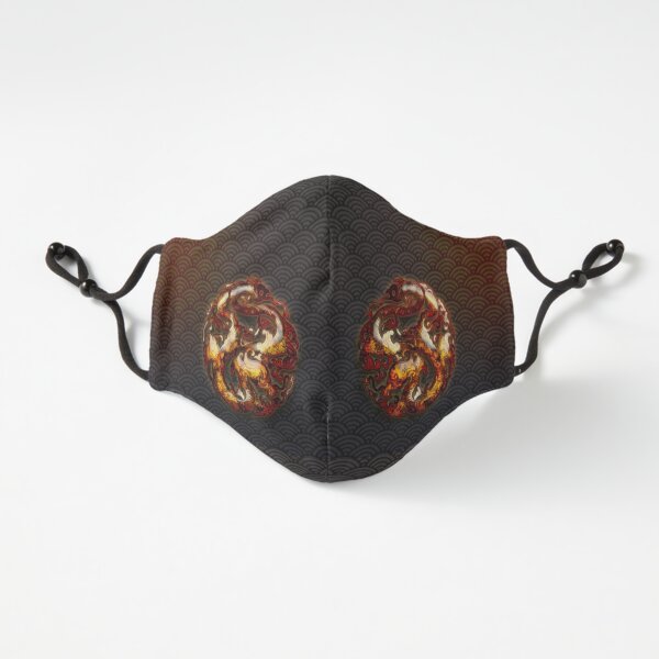 Twin Dragon Fire Wheels on Black Fitted 3-Layer
