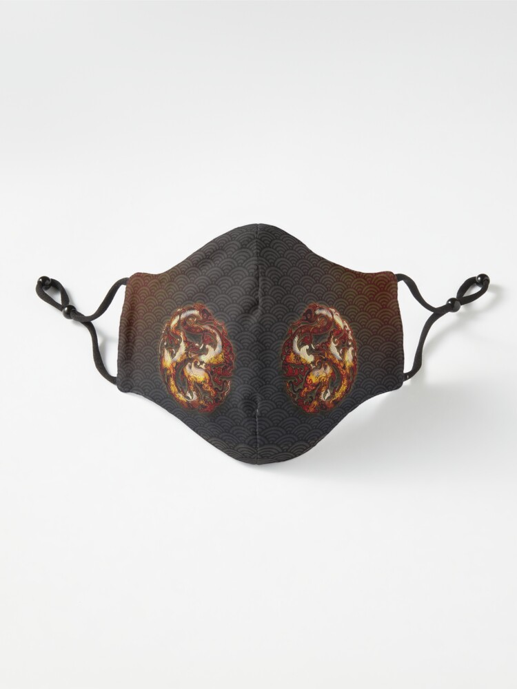 Alternate view of Twin Dragon Fire Wheels on Black Mask