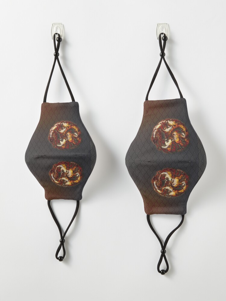 Alternate view of Twin Dragon Fire Wheels on Black Mask