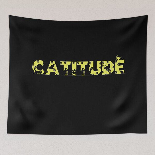 Item preview, Yellow Catitude With Black Pawprints On Black | Cat Font designed and sold by SerendipityNow.
