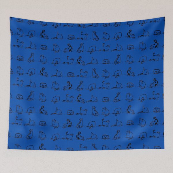 Item preview, Cats Yoga Class On Cobalt Blue | Cat Yoga designed and sold by SerendipityNow.