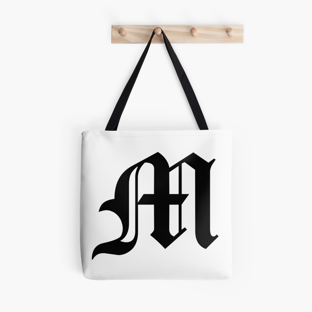 M – Old English Initial Black Letter M Tote Bag for Sale by