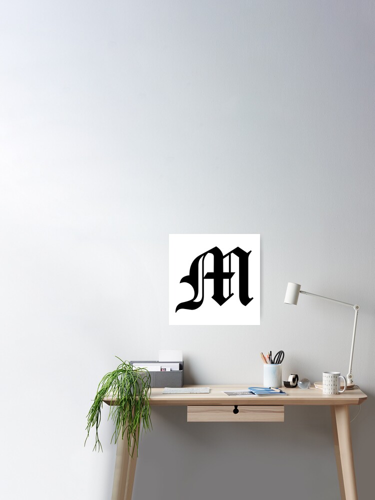 M – Old English Initial Black Letter M Sticker for Sale by Typeglyphs