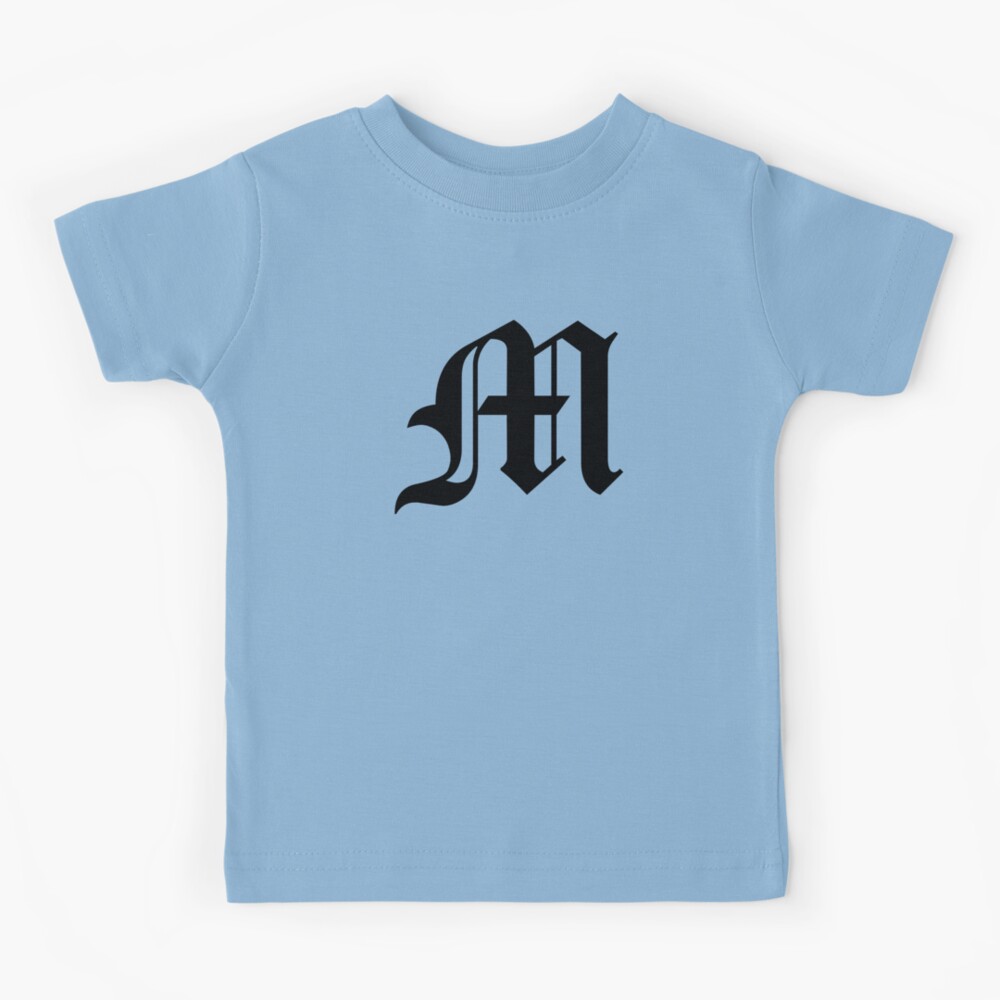 M – Old English Initial Black Letter M Kids T-Shirt for Sale by Typeglyphs