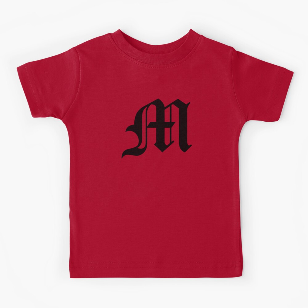 M – Old English Initial Black Letter M Kids T-Shirt for Sale by Typeglyphs