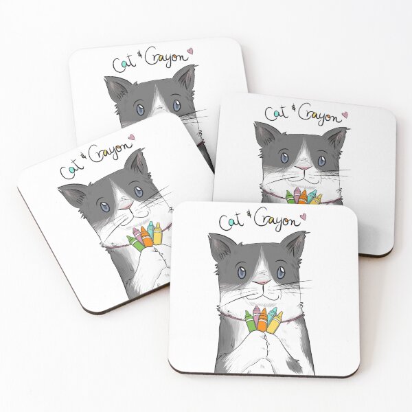 Item preview, Kitty holding crayons designed and sold by catandcrayon.