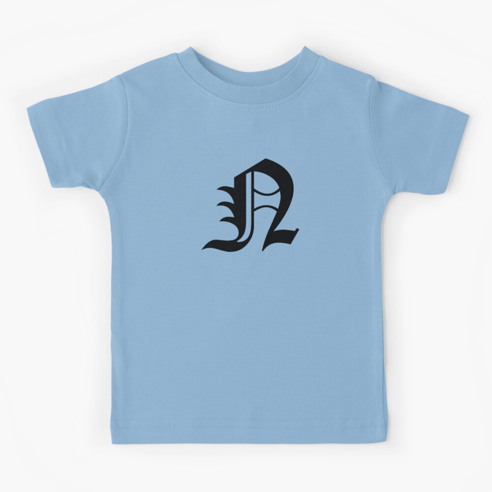 N – Old English Initial Black Letter N Kids T-Shirt for Sale by Typeglyphs