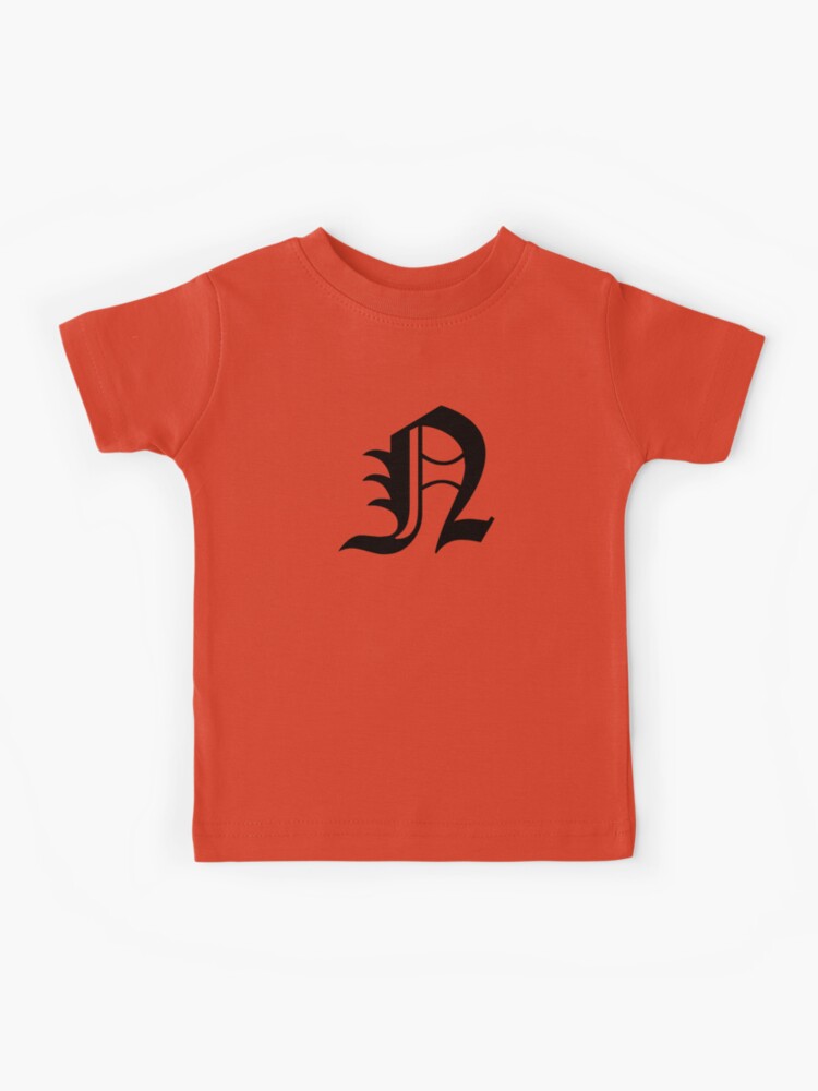 N – Old English Initial Black Letter N Kids T-Shirt for Sale by Typeglyphs