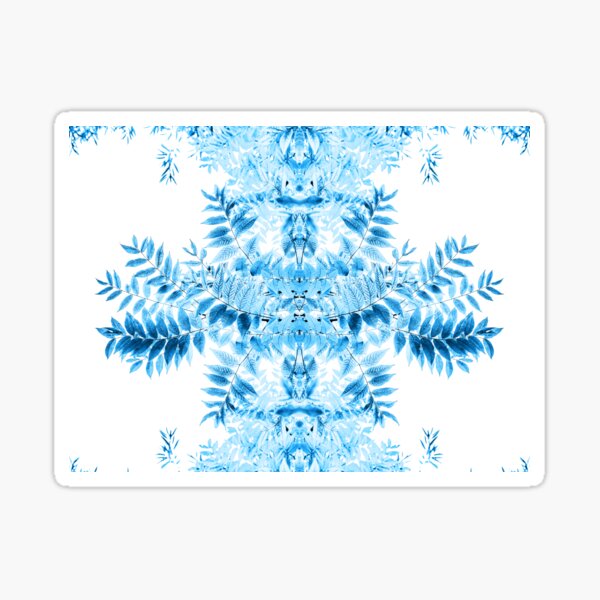 Kaleidoscope de feuilles en bleu Sticker