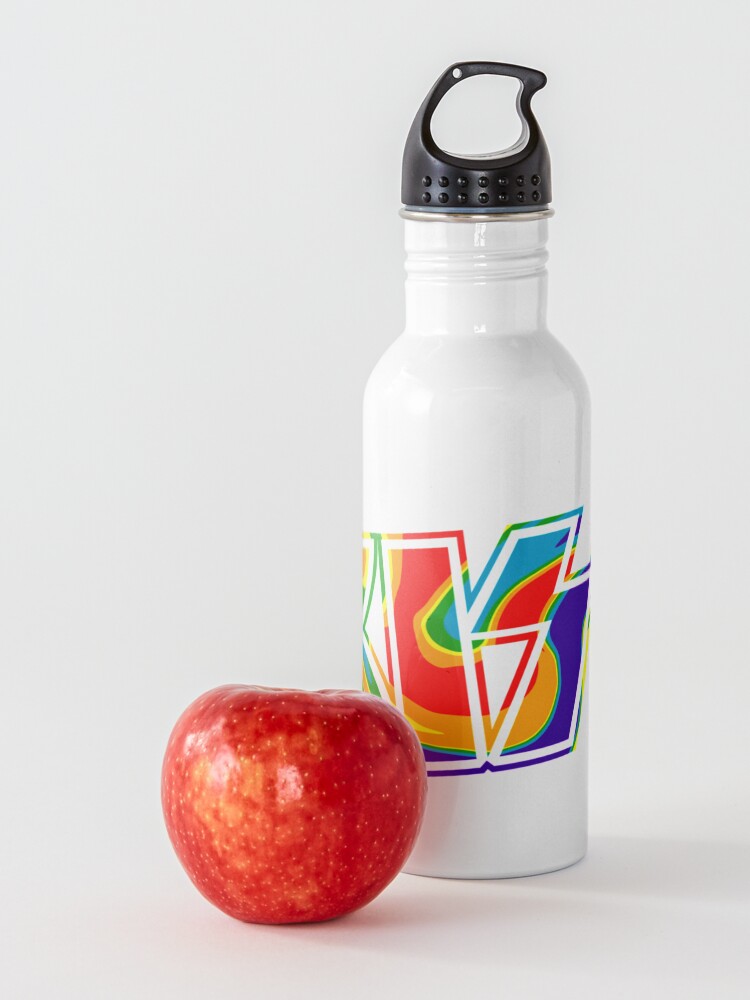 Alternate view of Rainbow Tie-Dye Kiss The Band Logo Water Bottle