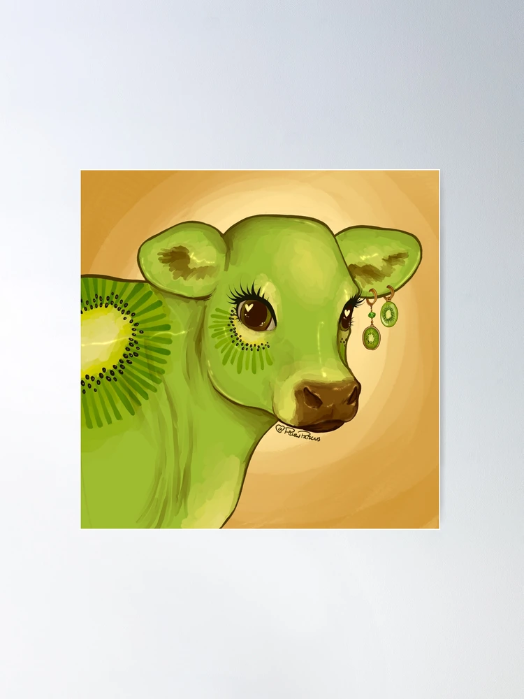 Cute cow, green cow, kawaii cow  Photographic Print for Sale by CastiloART