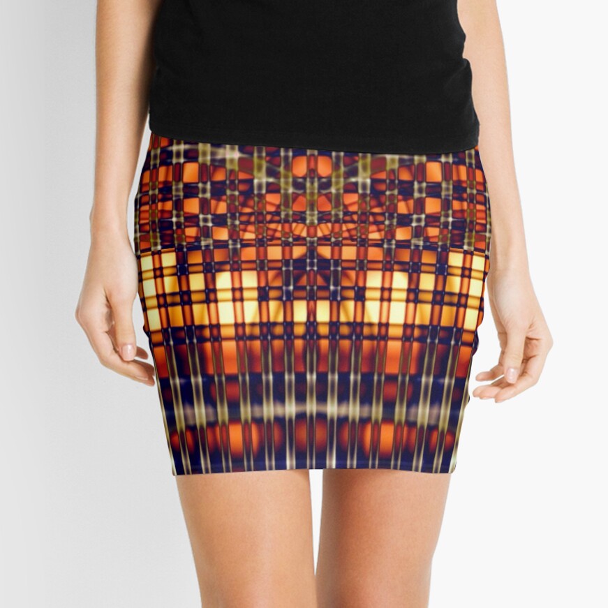 Abstract Lines in Citrus Mini Skirt