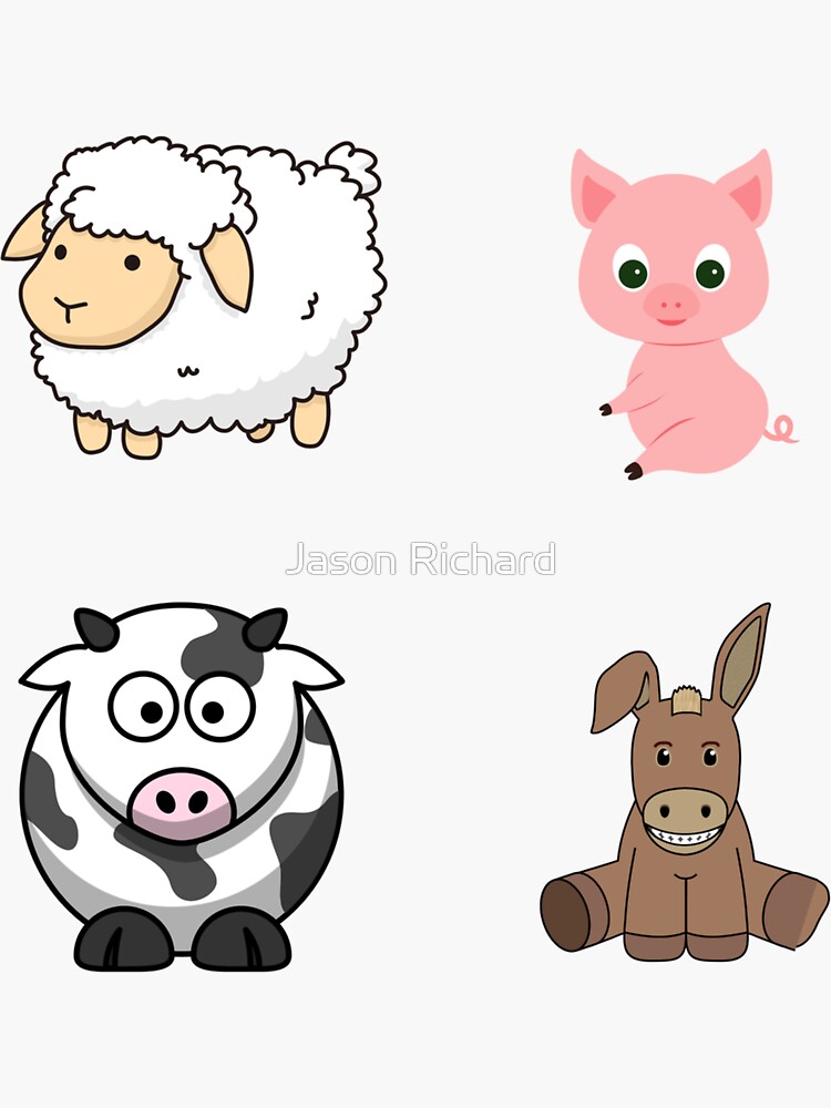"Cute Farm Animal Sticker Pack " Sticker by jrichard99 Redbubble