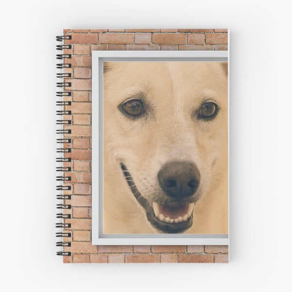Item preview, Happy Smiling Dog Looking out Window - Brick Wall designed and sold by ittybittyowl.