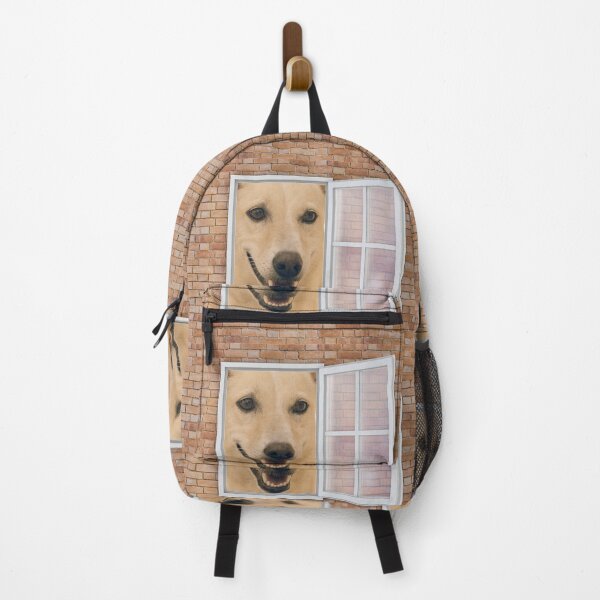 Item preview, Happy Smiling Dog Looking out Window - Brick Wall designed and sold by ittybittyowl.